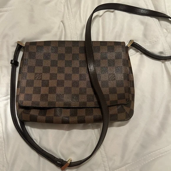 LV Tango Brown Slap Damier Ebene Long Shoulder Musette Bag - Picture 2 of 10